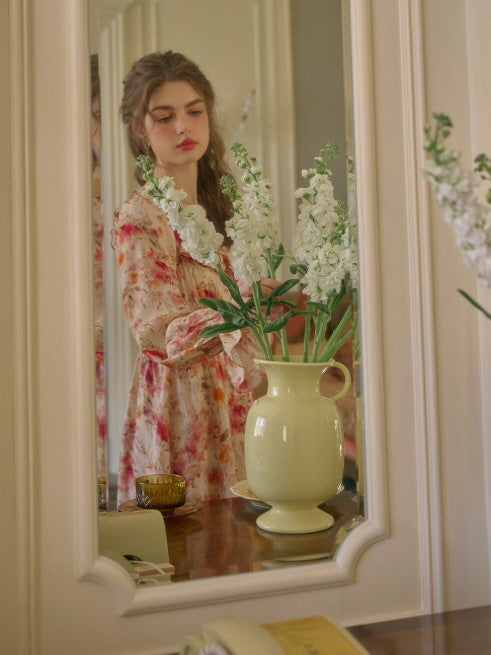 Pink Blossom Ruffle Vintage Dress