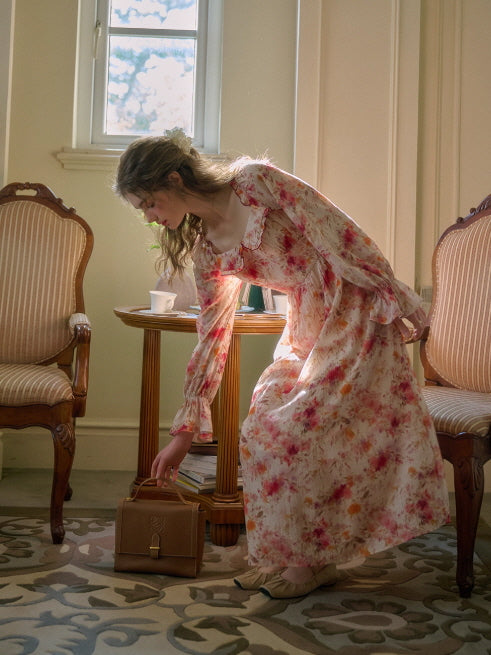 Pink Blossom Ruffle Vintage Dress