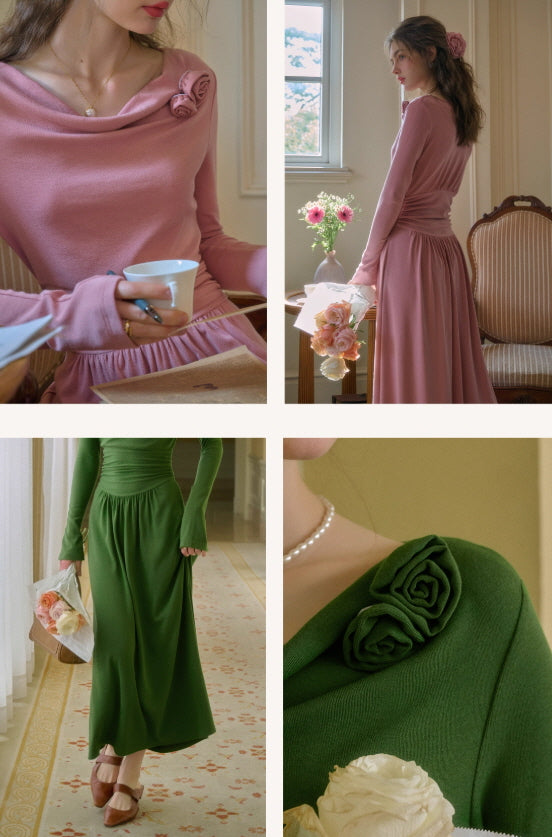 Blush Rose Draped Long Dress