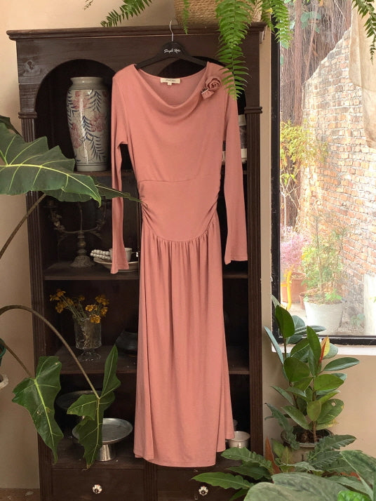 Blush Rose Draped Long Dress