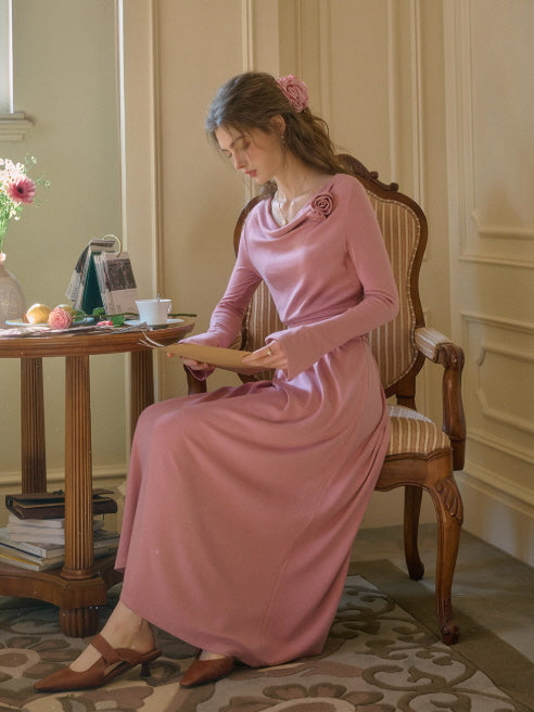 Blush Rose Draped Long Dress