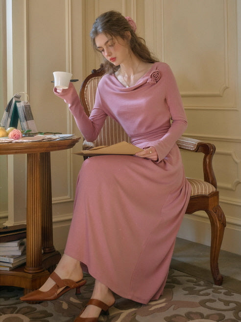 Blush Rose Draped Long Dress