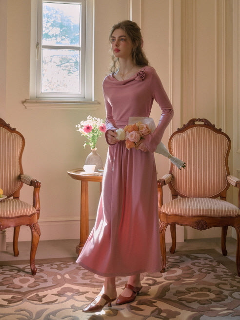 Blush Rose Draped Long Dress