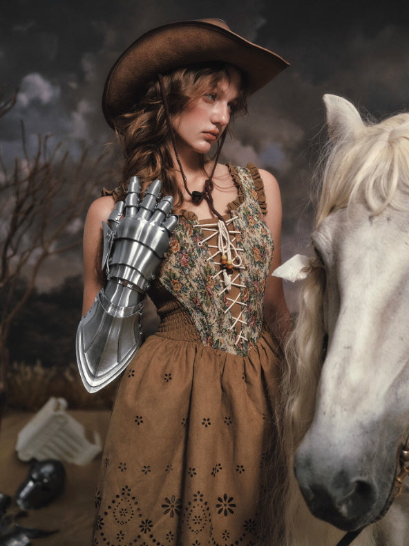 Wildflower Tapestry Lace-Up Prairie Dress