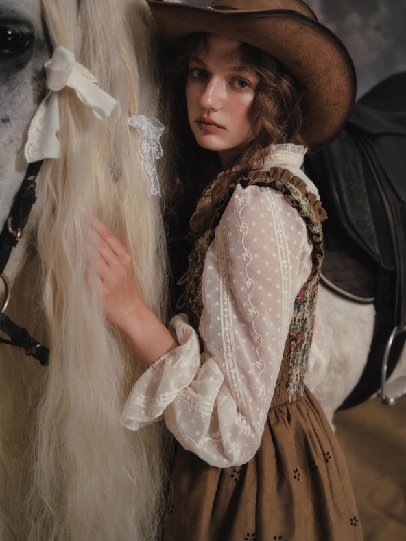 Wildflower Tapestry Lace-Up Prairie Dress