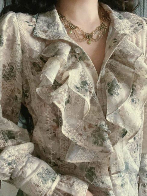 Forest Whispers Vintage Jacquard Dress