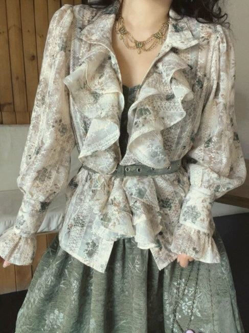 Forest Whispers Vintage Jacquard Dress