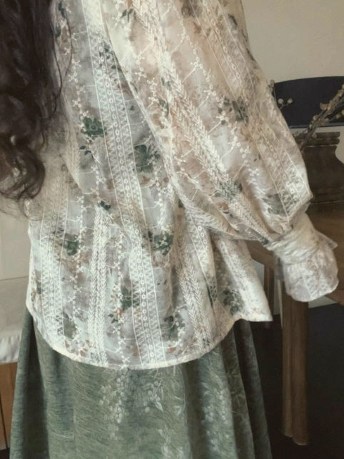 Forest Whispers Vintage Jacquard Dress