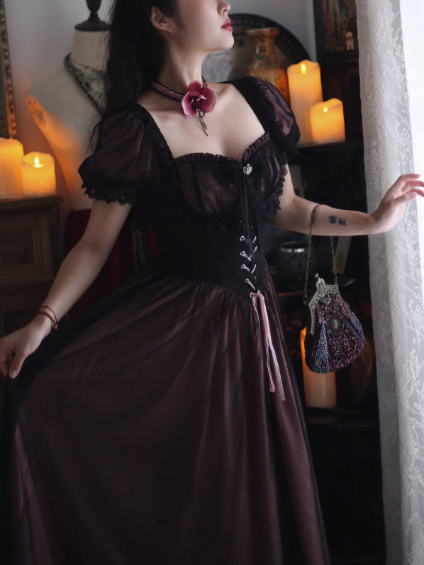 Midnight Rose Lace Corset Dress