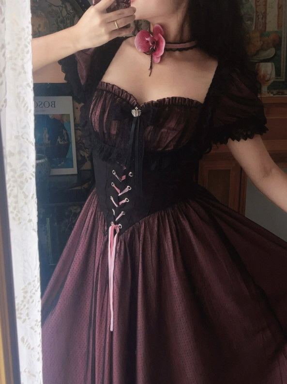 Midnight Rose Lace Corset Dress