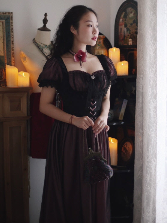 Midnight Rose Lace Corset Dress