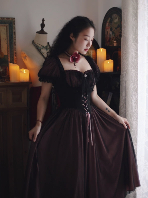 Midnight Rose Lace Corset Dress