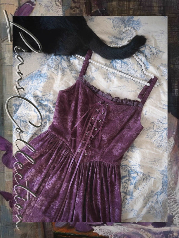 Purple Floral Corset Vintage Ribbon Dress – Princesscore Aesthetic Outfit