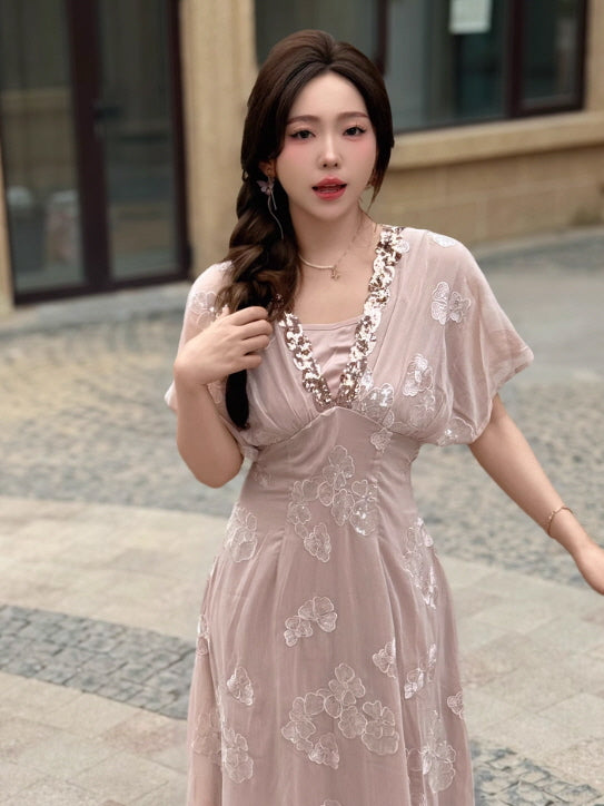 Blush Petal Sequin Vintage Fairy Dress