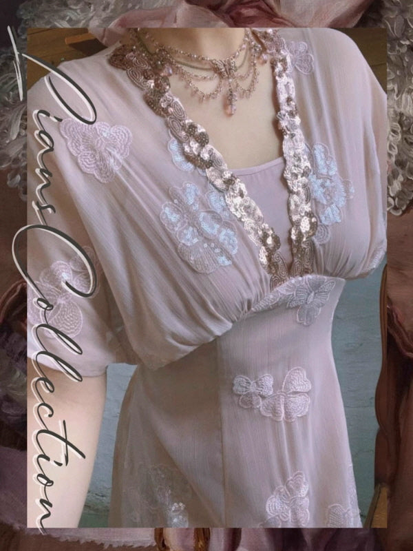 Blush Petal Sequin Vintage Fairy Dress