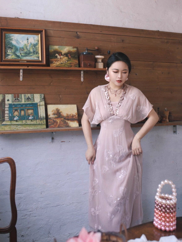 Blush Petal Sequin Vintage Fairy Dress