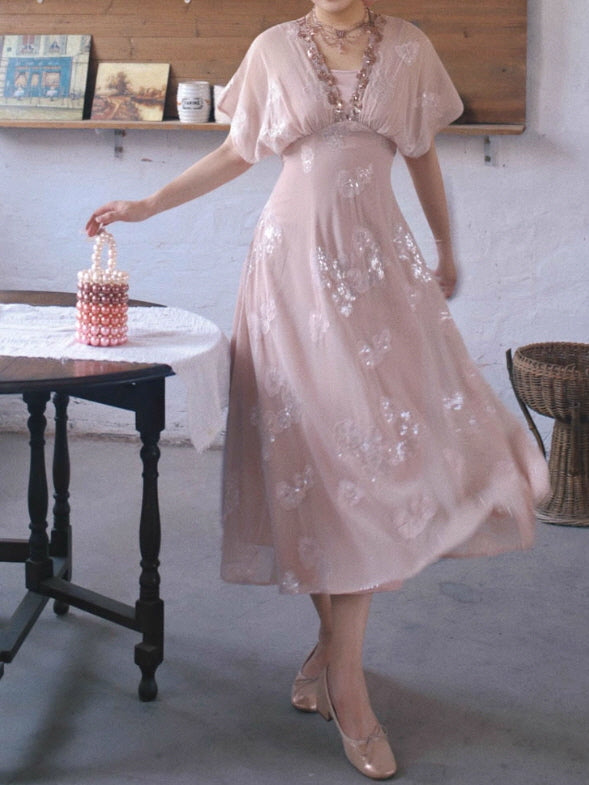 Blush Petal Sequin Vintage Fairy Dress