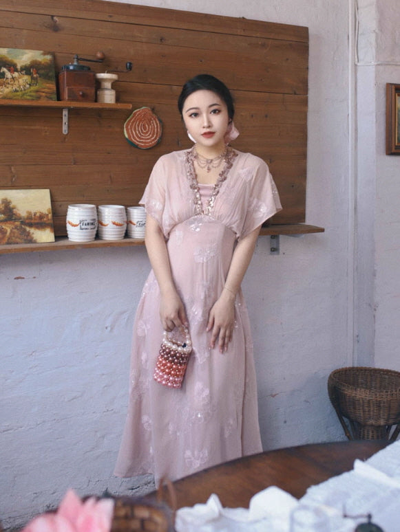 Blush Petal Sequin Vintage Fairy Dress