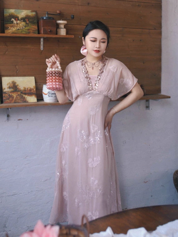 Blush Petal Sequin Vintage Fairy Dress