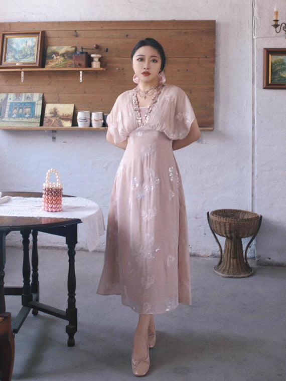 Blush Petal Sequin Vintage Fairy Dress