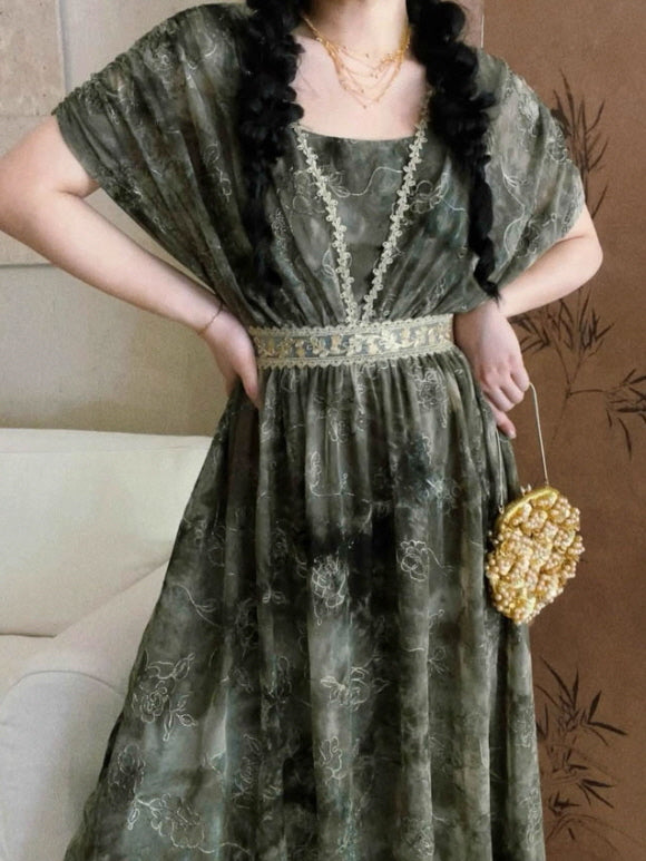 Forest Muse Vintage Embroidered Fairy Dress