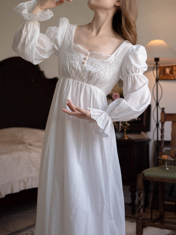 Heirloom Lace Square-Neck Nightgown