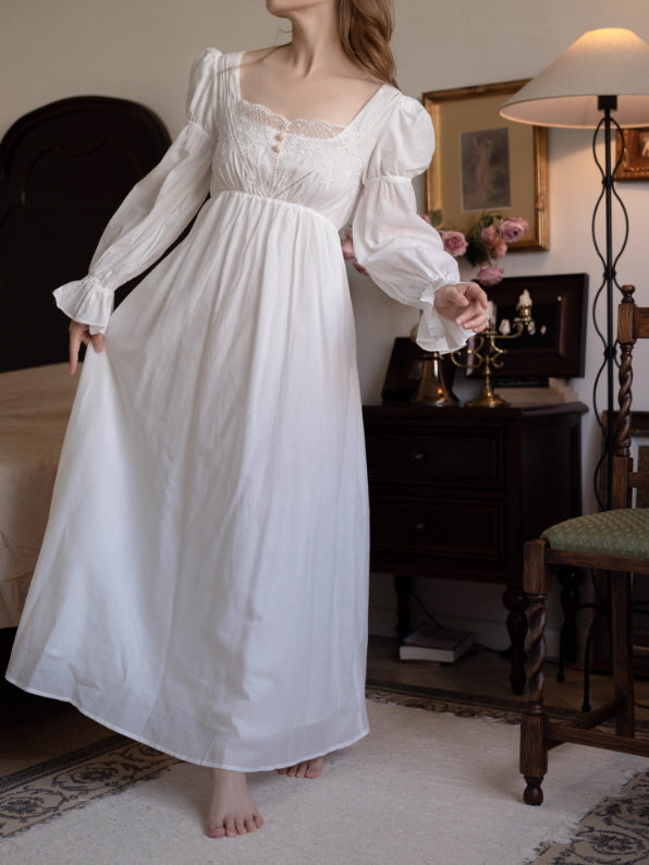 Heirloom Lace Square-Neck Nightgown