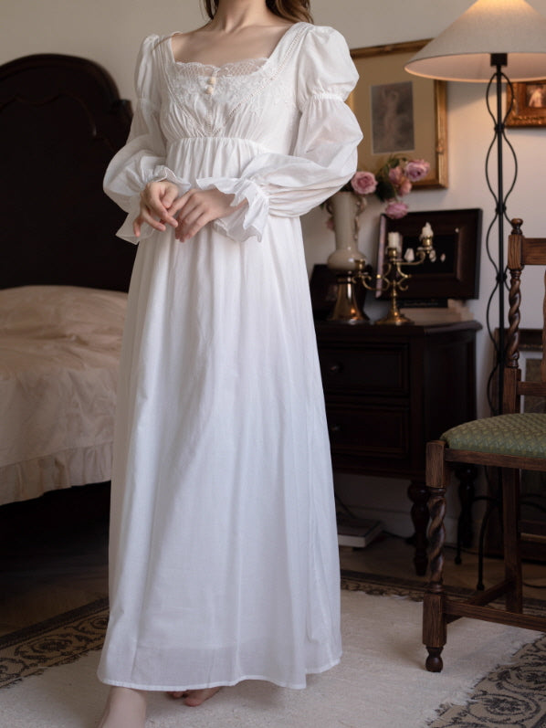 Heirloom Lace Square-Neck Nightgown