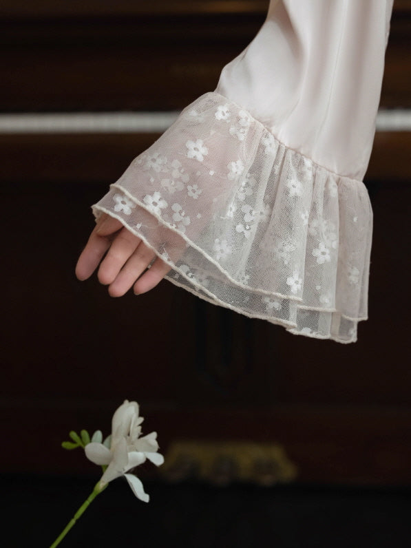 Blush Lace Camisole & Robe Loungewear Set