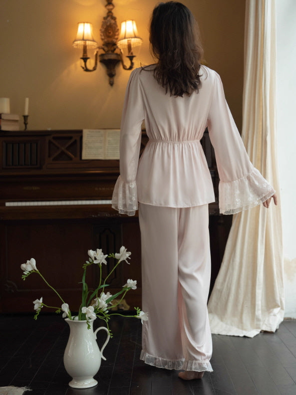 Blush Lace Camisole & Robe Loungewear Set