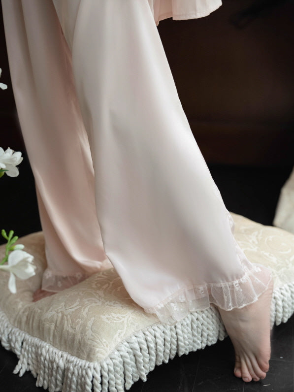 Blush Lace Camisole & Robe Loungewear Set