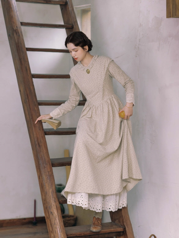 Vintage Meadow Ruffle Lace Long Dress