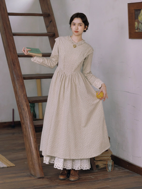 Vintage Meadow Ruffle Lace Long Dress