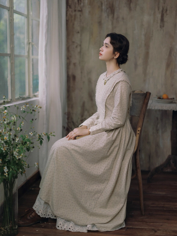 Vintage Meadow Ruffle Lace Long Dress