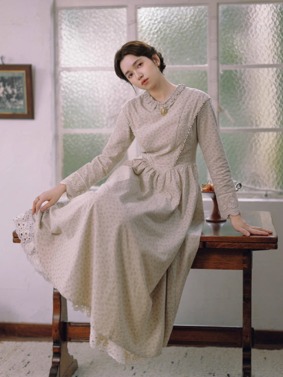 Vintage Meadow Ruffle Lace Long Dress