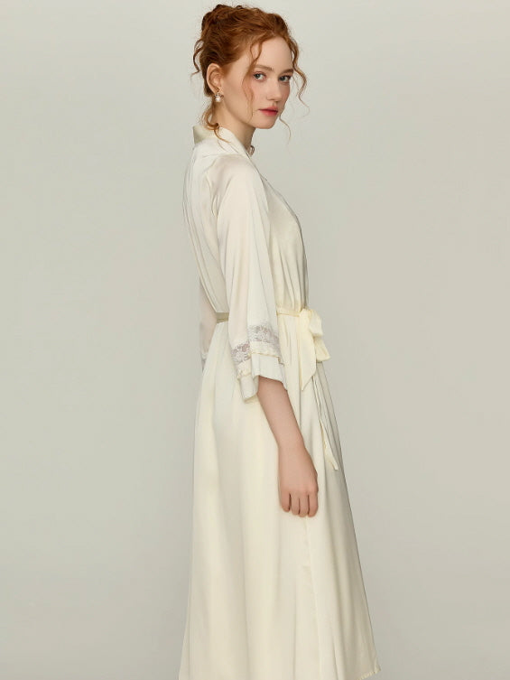 Ivory Moon Petal Lace Nightgown Set