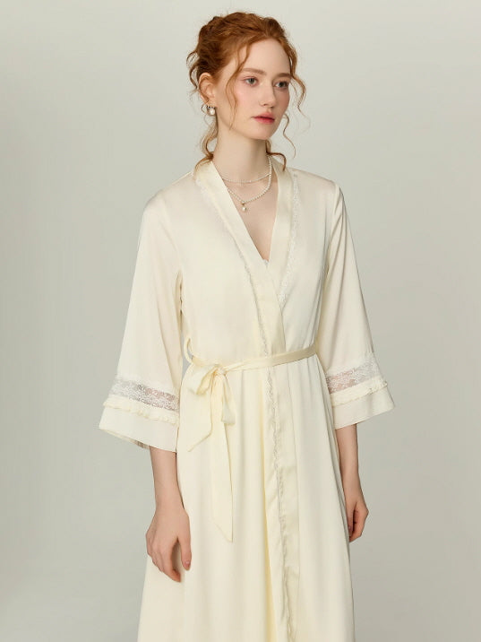 Ivory Moon Petal Lace Nightgown Set