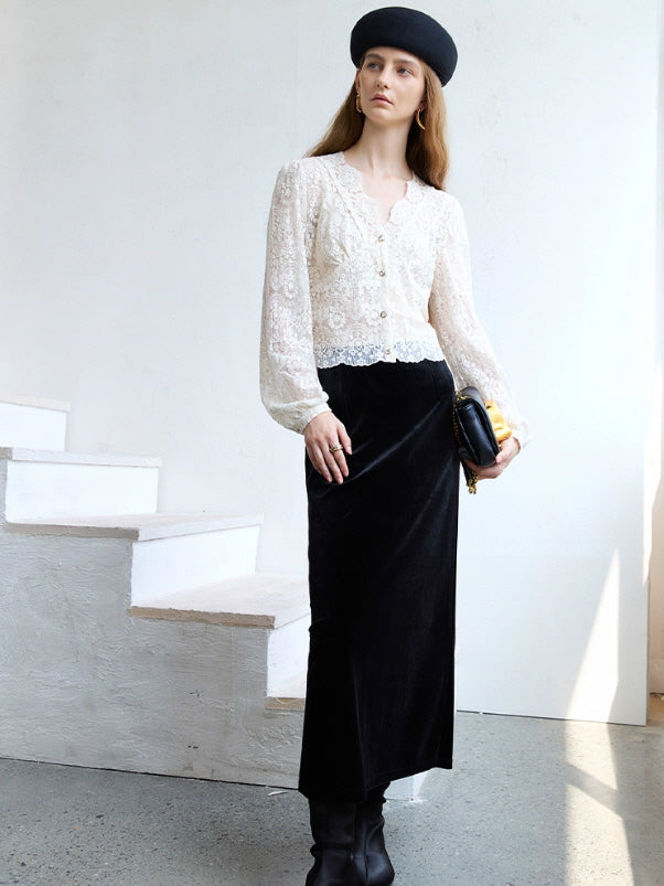 Ivory Lace Garden Vintage Blouse