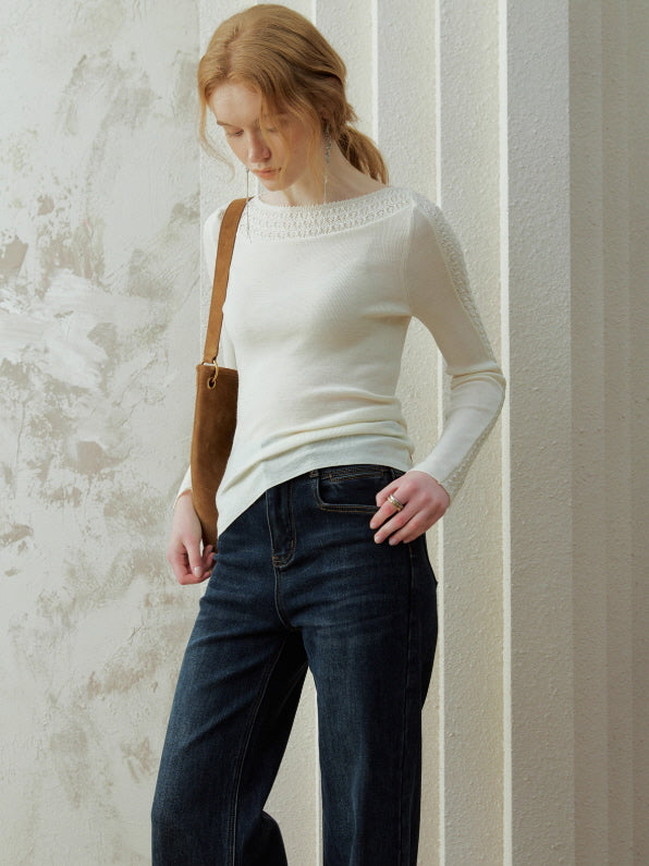 Lace Trim Ballet Knit Top