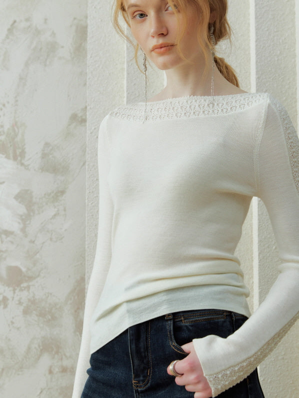 Lace Trim Ballet Knit Top