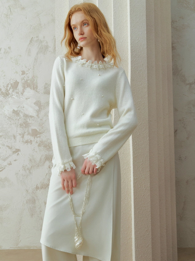 Pearl Petal Lace Knit Top