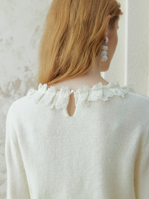 Pearl Petal Lace Knit Top