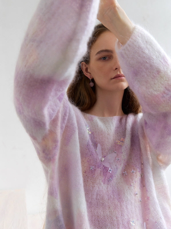 Lilac Butterfly Mist Knit Top