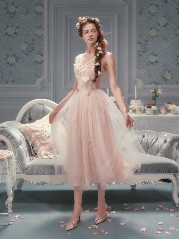 Petal Whisper Blush Tulle Dress