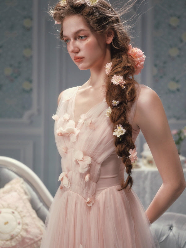 Petal Whisper Blush Tulle Dress