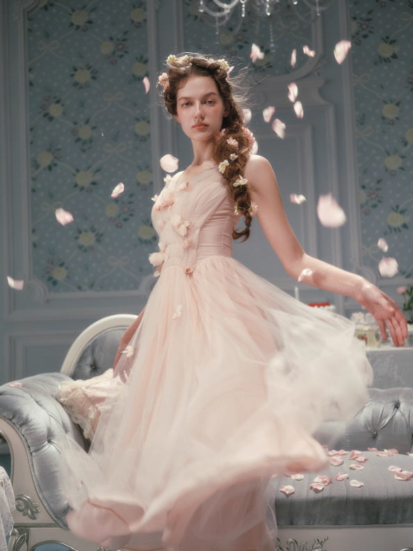 Petal Whisper Blush Tulle Dress