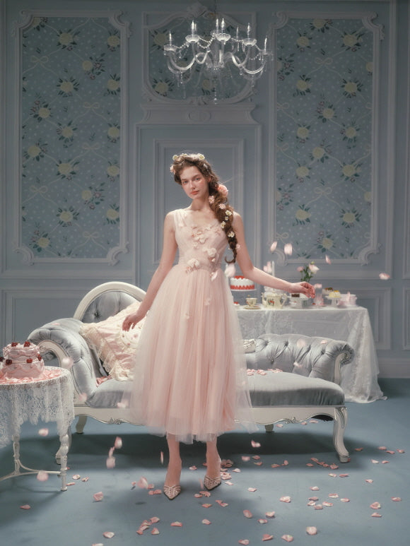 Petal Whisper Blush Tulle Dress