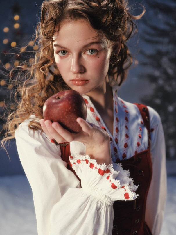 Crimson Fairytale Lace-Up Corset Dress