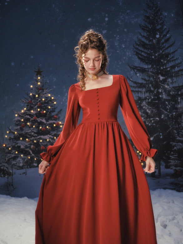 Scarlet Winter Story Button Dress