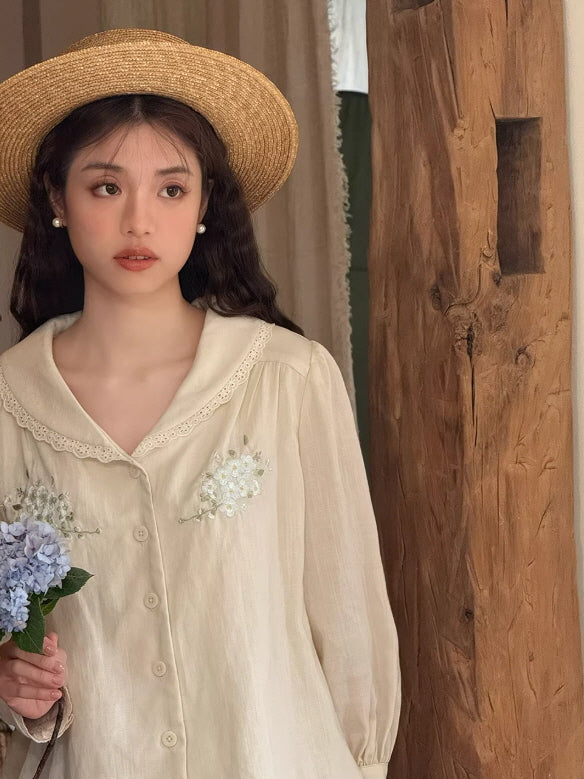 Meadow Letter Embroidery Blouse